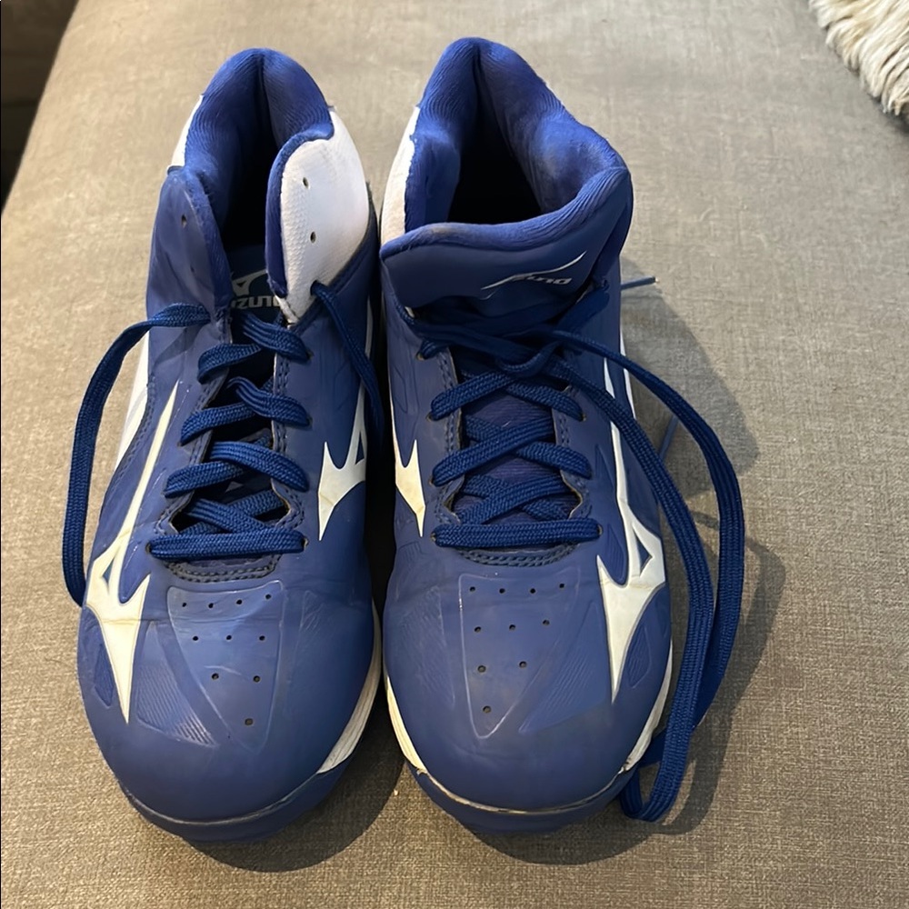 Blue and White Athletic Shoes